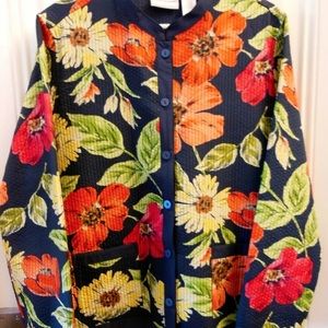 Alfred Dunner light quilted jacket flowers size 16